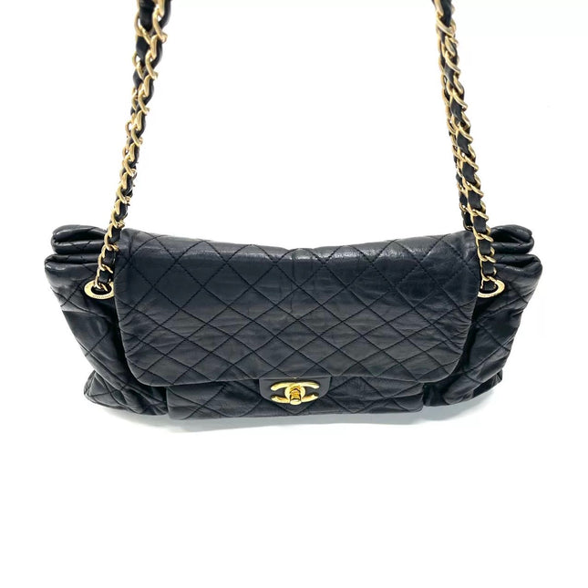Chanel Chic Quilt Flap Large Black Leather Gold Hardware Shoulder Bag