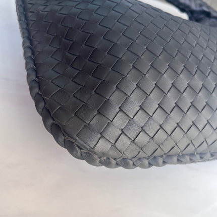 Sold Bottega Veneta Intrecciato Hobo Bag Medium Charcoal Black Lambskin leather