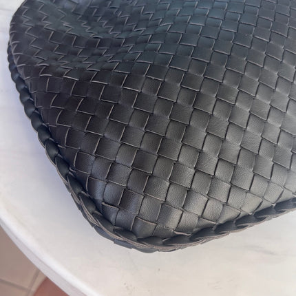 Sold Bottega Veneta Intrecciato Hobo Bag Medium Charcoal Black Lambskin leather