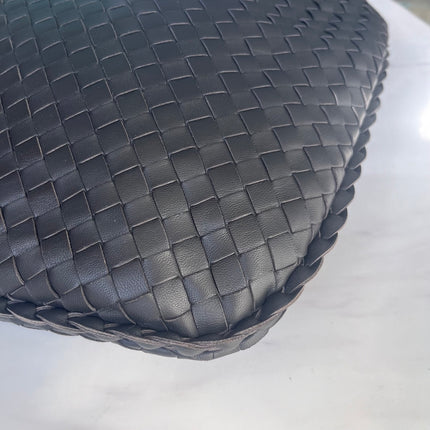 Sold Bottega Veneta Intrecciato Hobo Bag Medium Charcoal Black Lambskin leather