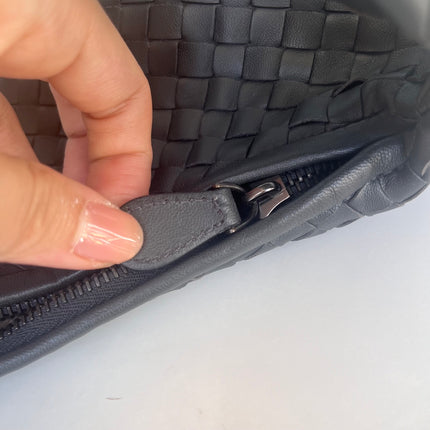 Sold Bottega Veneta Intrecciato Hobo Bag Medium Charcoal Black Lambskin leather