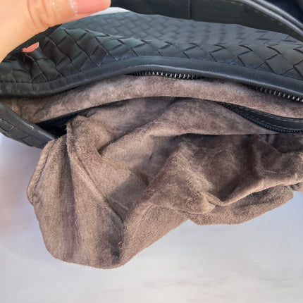 Sold Bottega Veneta Intrecciato Hobo Bag Medium Charcoal Black Lambskin leather