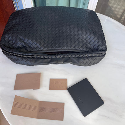 Sold Bottega Veneta Intrecciato Hobo Bag Medium Charcoal Black Lambskin leather