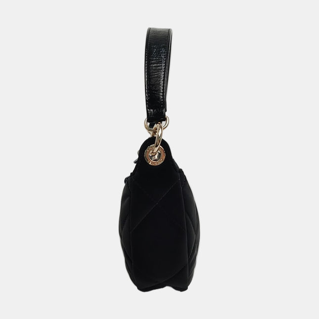 Chanel Black Velvet Quilted Hobo Bag with Chain Coco Neige