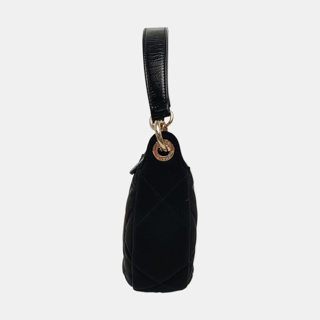 Chanel Black Velvet Quilted Hobo Bag with Chain Coco Neige