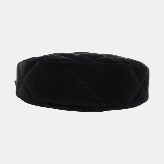 Chanel Black Velvet Quilted Hobo Bag with Chain Coco Neige
