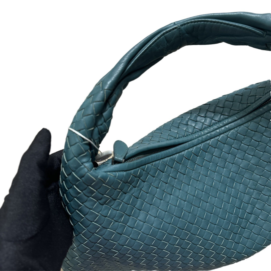 Sold Bottega Veneta Hobo Bag Medium Lambskin leather Teal 45cm