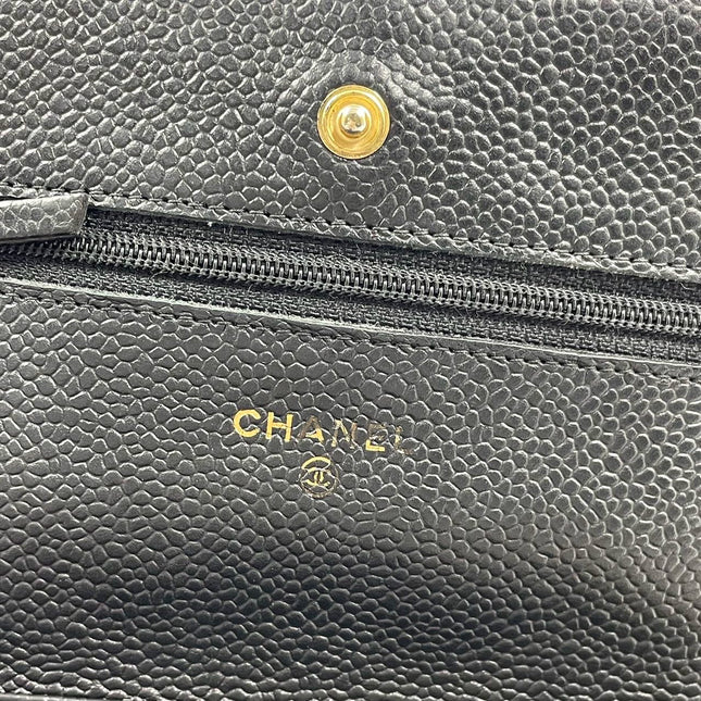Sold Chanel Wallet on Chain WOC Black Caviar Leather with Gold hardware