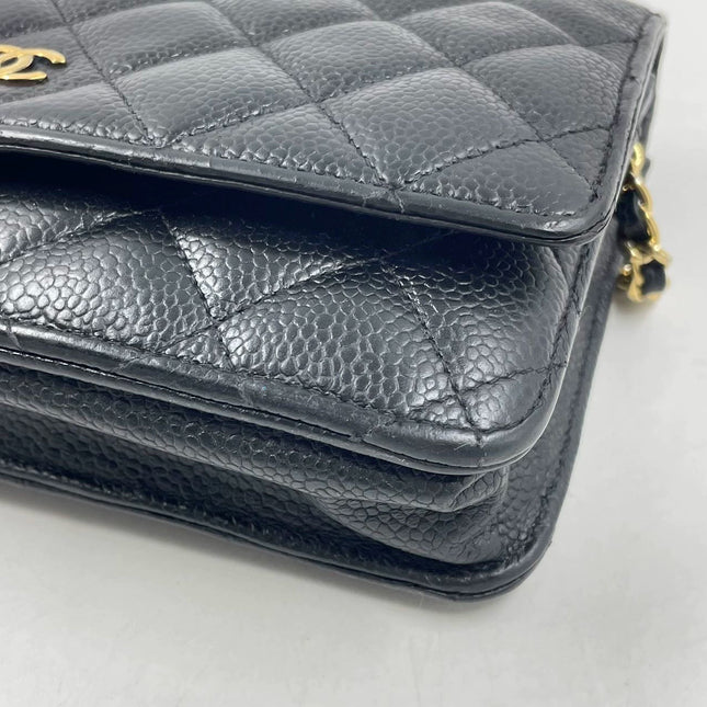 Sold Chanel Wallet on Chain WOC Black Caviar Leather with Gold hardware