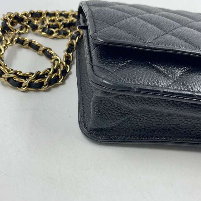 Sold Chanel Wallet on Chain WOC Black Caviar Leather with Gold hardware