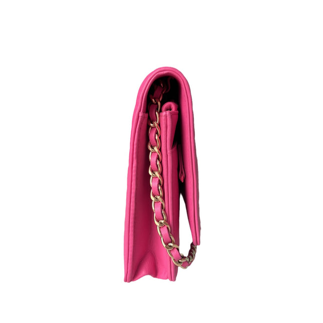 Sold Chanel Wallet On Chains WOC Classic Pink Camelia Flower Embossed