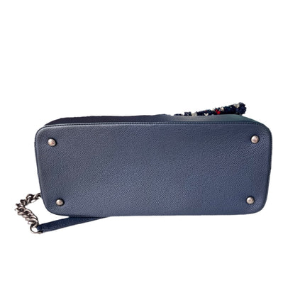 Sold Chanel Blue and Red Tweed and Caviar Airline Flap Bag Silver Hardware 2016
