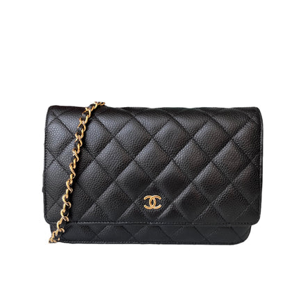 Sold Chanel Wallet on Chain WOC Black Caviar Leather with Gold hardware