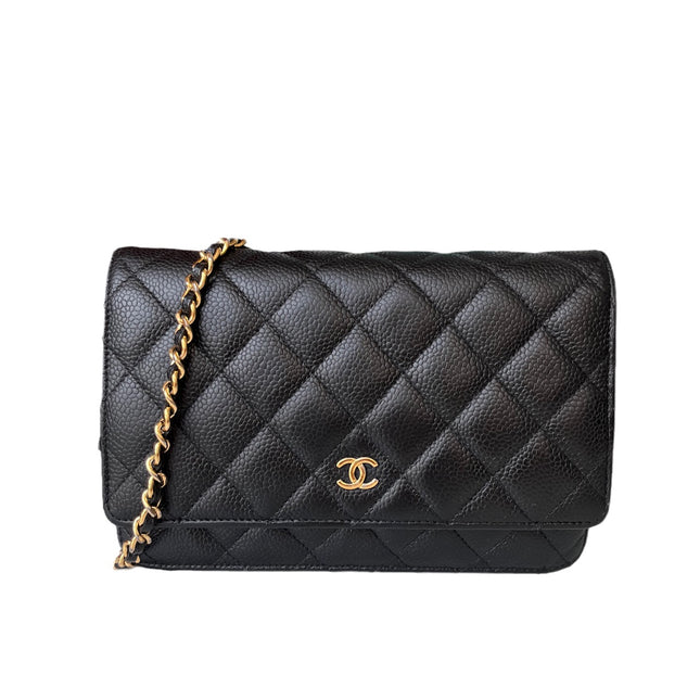 Sold Chanel Wallet on Chain WOC Black Caviar Leather with Gold hardware