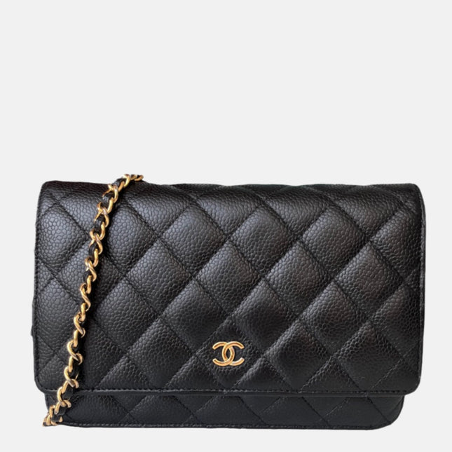 Sold Chanel Wallet on Chain WOC Black Caviar Leather with Gold hardware-Luxbags