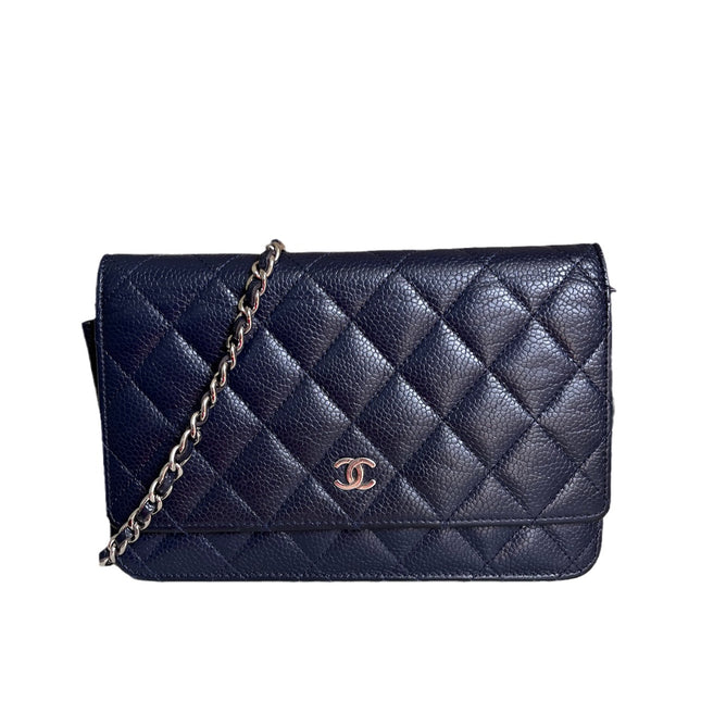 Sold Chanel Wallet on Chain WOC Navy Caviar Leather with Silver hardware-Luxbags