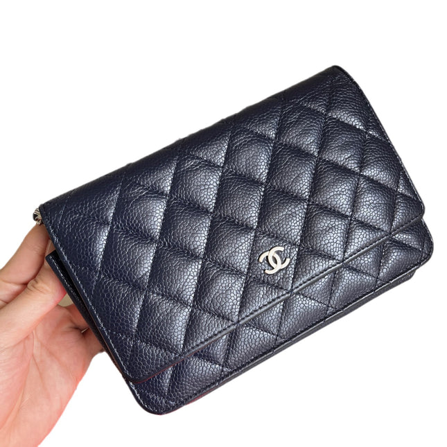 Sold Chanel Wallet on Chain WOC Navy Caviar Leather with Silver hardware