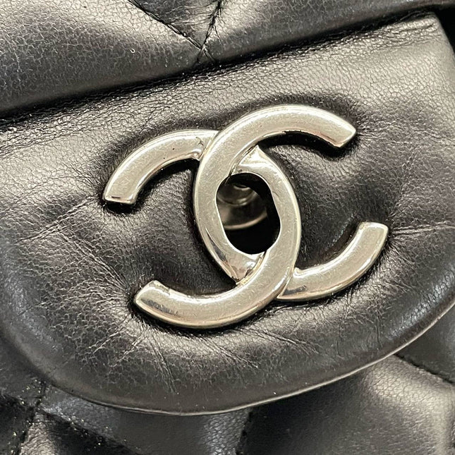 Sold Chanel Classic Flap Jumbo Large Black Lambskin Leather with Silver hardware