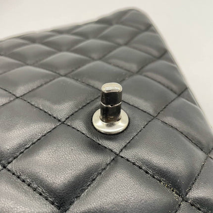 Sold Chanel Classic Flap Jumbo Large Black Lambskin Leather with Silver hardware