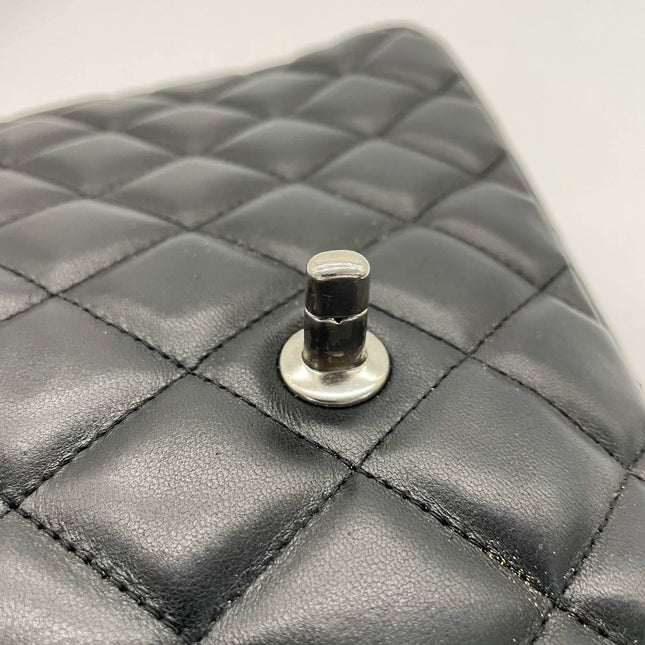 Sold Chanel Classic Flap Jumbo Large Black Lambskin Leather with Silver hardware