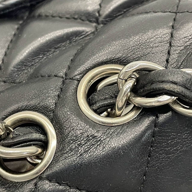 Sold Chanel Classic Flap Jumbo Large Black Lambskin Leather with Silver hardware