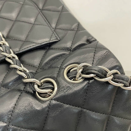 Sold Chanel Classic Flap Jumbo Large Black Lambskin Leather with Silver hardware