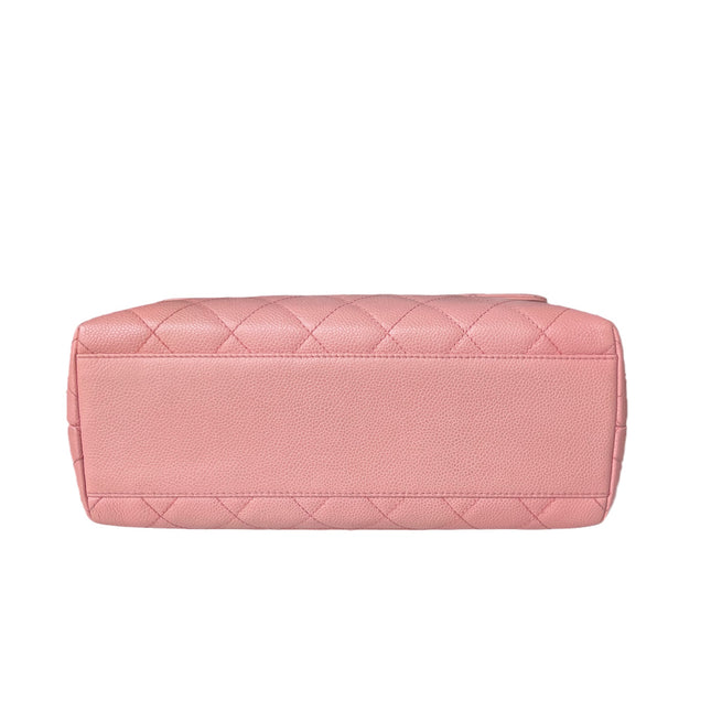 Sold Chanel Vintage Top Handle Kelly Flap Bag Pink Quilted Caviar Leather 24k Gold Plated Hardware