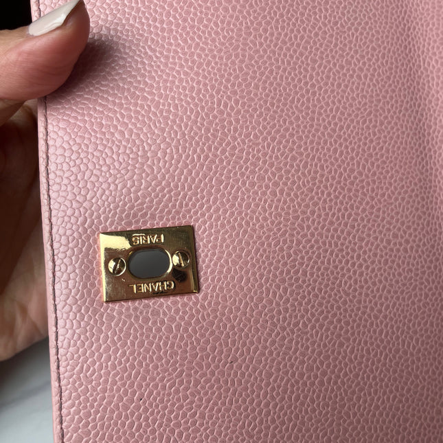 Sold Chanel Vintage Top Handle Kelly Flap Bag Pink Quilted Caviar Leather 24k Gold Plated Hardware