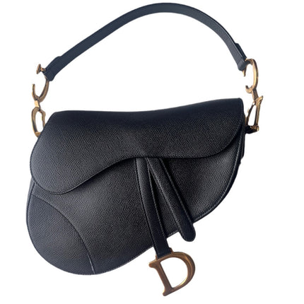 Sold Dior Saddle Black Medium Grained Leather Handbag with Gold Hardware-Luxbags