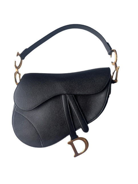 Sold Dior Saddle Black Medium Grained Leather Handbag with Gold Hardware-Luxbags
