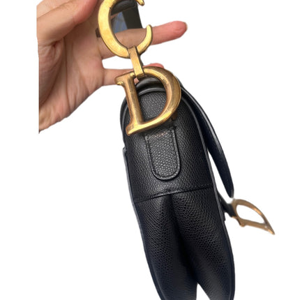 Sold Dior Saddle Black Medium Grained Leather Handbag with Gold Hardware