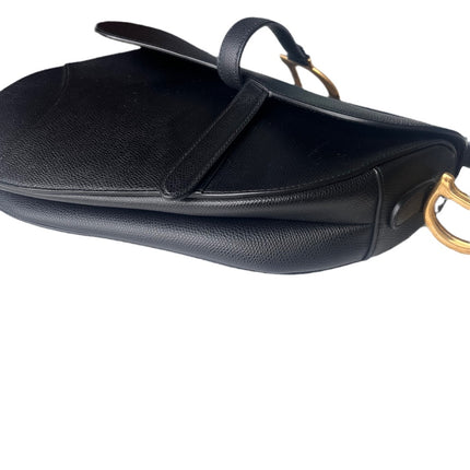 Sold Dior Saddle Black Medium Grained Leather Handbag with Gold Hardware
