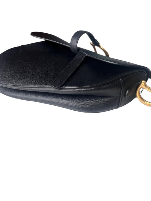 Sold Dior Saddle Black Medium Grained Leather Handbag with Gold Hardware