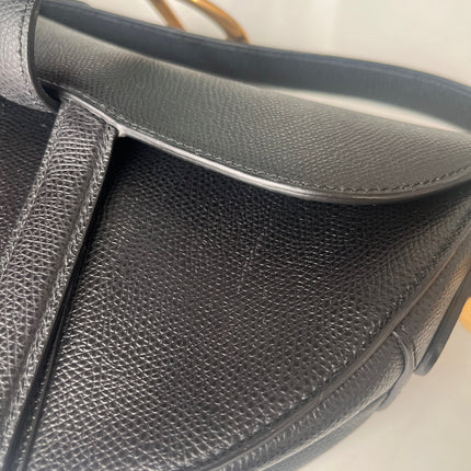 Sold Dior Saddle Black Medium Grained Leather Handbag with Gold Hardware