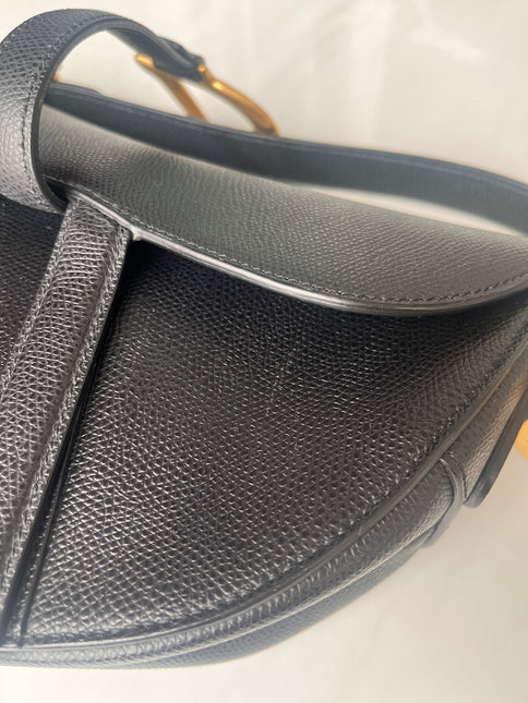 Sold Dior Saddle Black Medium Grained Leather Handbag with Gold Hardware