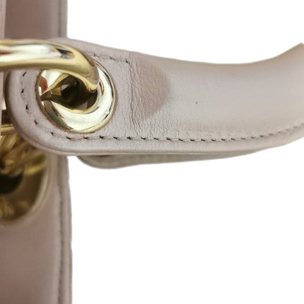 Lady Dior Medium Handbag Pearlescent Pink Cannage Leather Gold Hardware