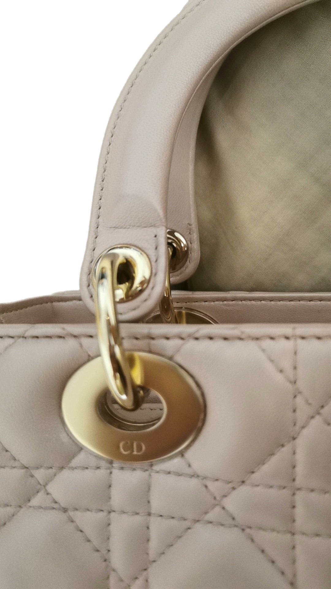 Lady Dior Medium Handbag Pearlescent Pink Cannage Leather Gold Hardware