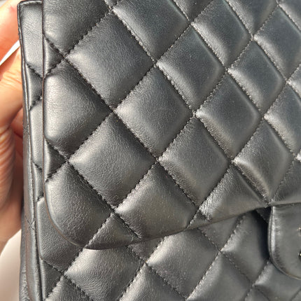 Sold Chanel Classic Flap Jumbo Large Black Lambskin Leather with Silver hardware