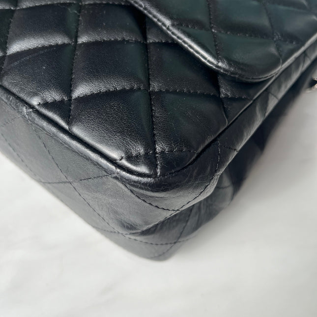 Sold Chanel Classic Flap Jumbo Large Black Lambskin Leather with Silver hardware