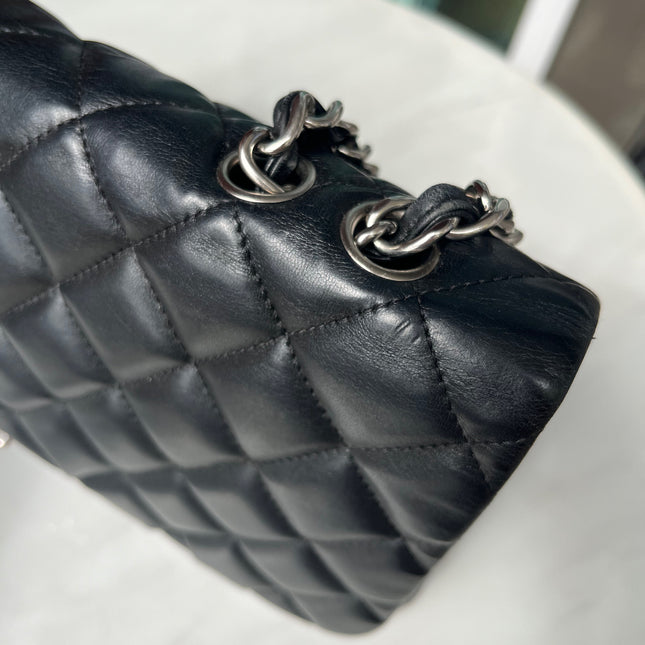Sold Chanel Classic Flap Jumbo Large Black Lambskin Leather with Silver hardware