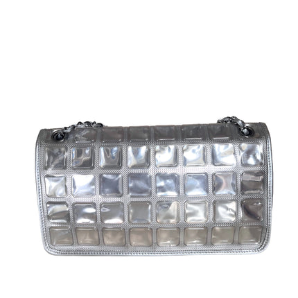 Sold Chanel Ice Cube Chocolate Bar Classic Flap Metallic Silver PVC with Leather