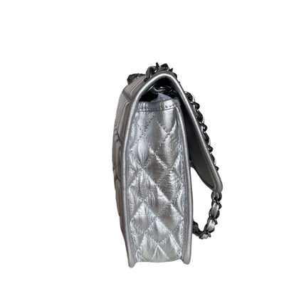 Sold Chanel Ice Cube Chocolate Bar Classic Flap Metallic Silver PVC with Leather