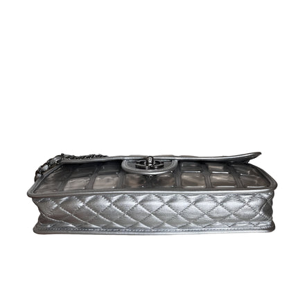 Sold Chanel Ice Cube Chocolate Bar Classic Flap Metallic Silver PVC with Leather