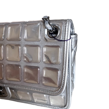 Sold Chanel Ice Cube Chocolate Bar Classic Flap Metallic Silver PVC with Leather