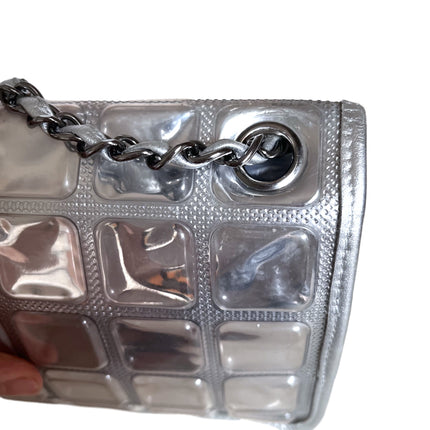 Sold Chanel Ice Cube Chocolate Bar Classic Flap Metallic Silver PVC with Leather