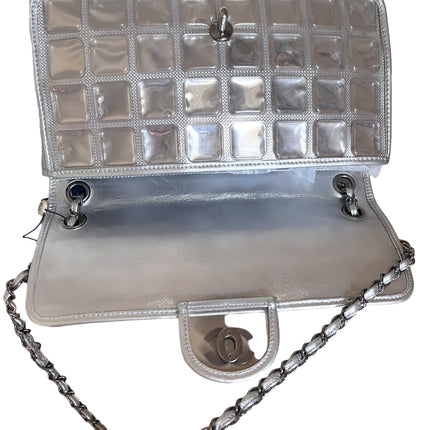 Sold Chanel Ice Cube Chocolate Bar Classic Flap Metallic Silver PVC with Leather