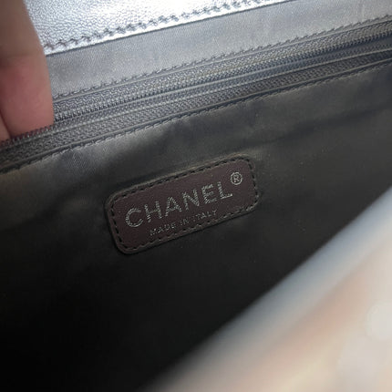 Sold Chanel Ice Cube Chocolate Bar Classic Flap Metallic Silver PVC with Leather