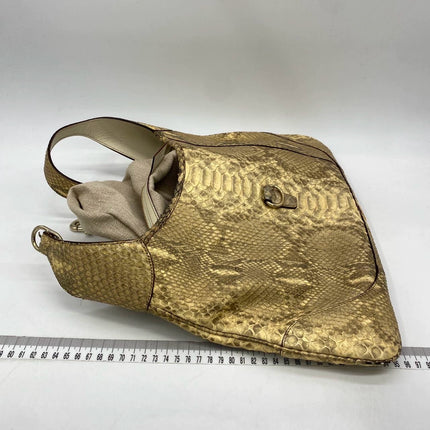 Gucci Jackie Vintage Beige Snake-skin Leather Gold Hardware