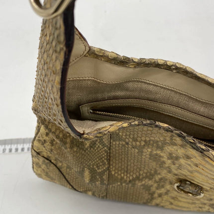 Gucci Jackie Vintage Beige Snake-skin Leather Gold Hardware