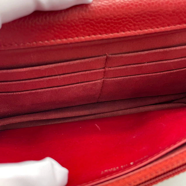 Sold Chanel Wallet on Chain Classic Flap Red Caviar Leather